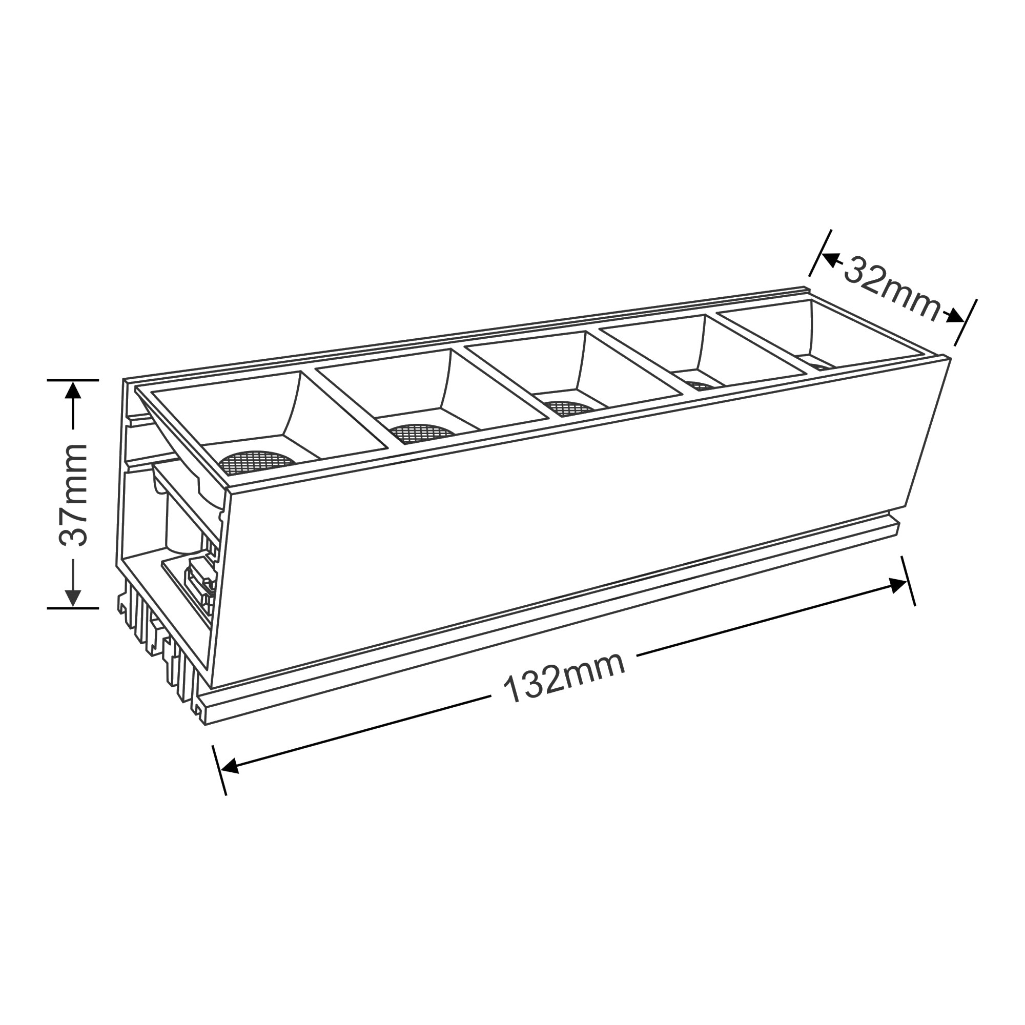 DX310006  Eline 5x1.2W Surface Linear LED 360lm 45° 3000K IP20